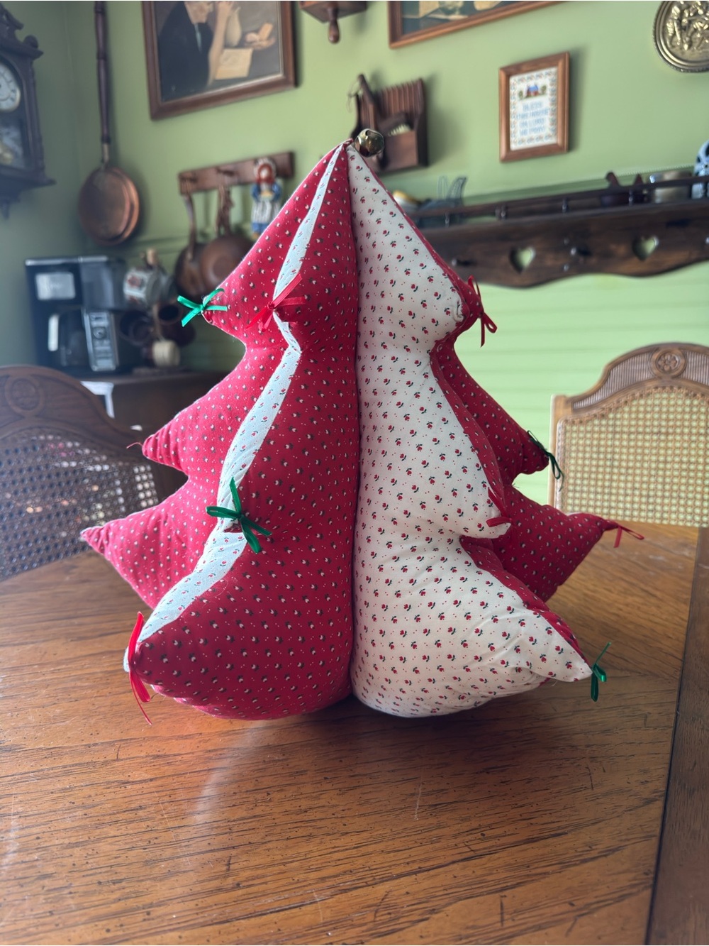 Handmade Red & White Fabric Holiday Tree - Unbranded